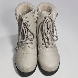 Wanted Barrie Sherling Cuffed Lace-Up Boots Vegan Leather W/buckles Sz 9